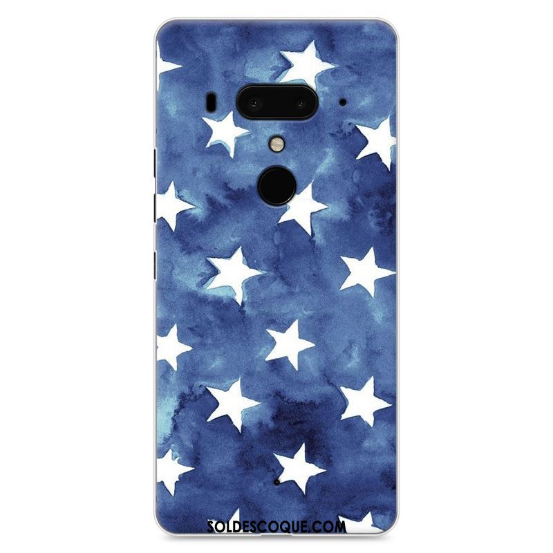 Coque Htc U12+ Bleu Téléphone Portable Dessin Animé Étui Difficile Housse Pas Cher