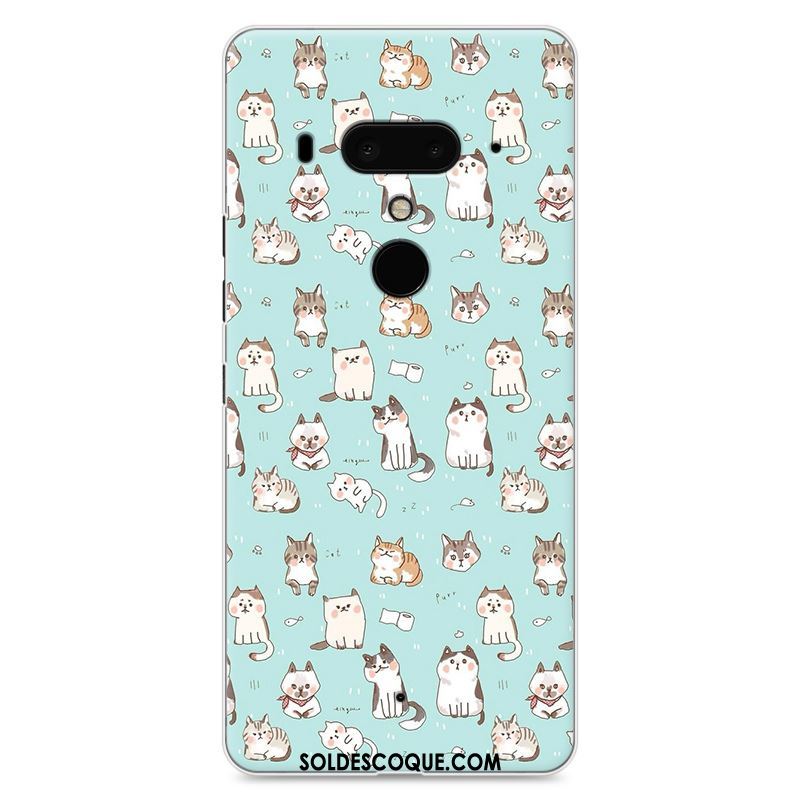 Coque Htc U12+ Bleu Téléphone Portable Dessin Animé Étui Difficile Housse Pas Cher