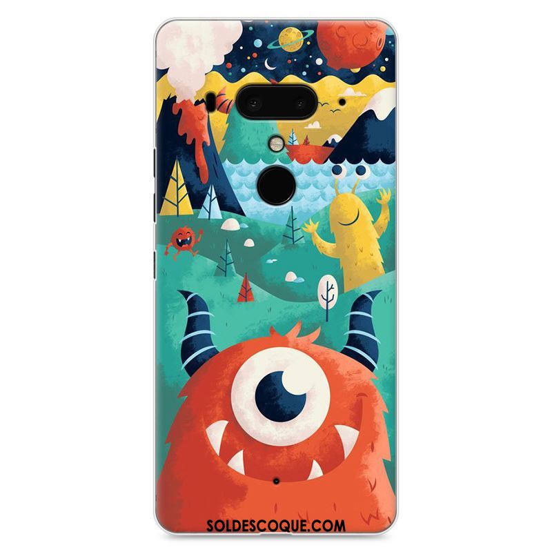 Coque Htc U12+ Bleu Téléphone Portable Dessin Animé Étui Difficile Housse Pas Cher