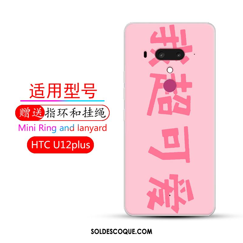 Coque Htc U12+ Fluide Doux Rose Tendance Protection Incassable Housse Pas Cher