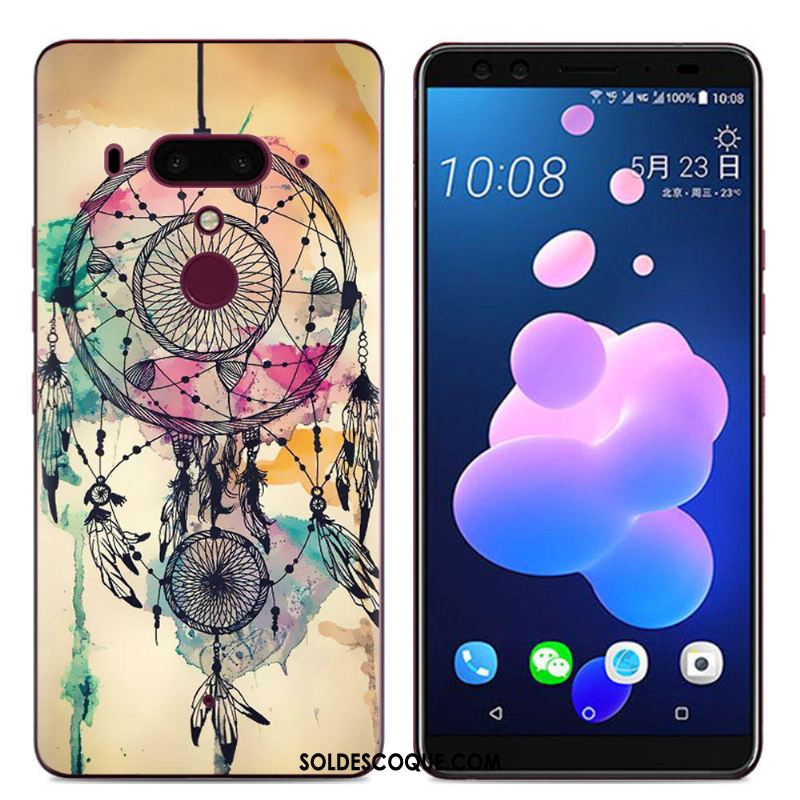 Coque Htc U12+ Fluide Doux Étui Multicolore Peinture Dessin Animé Pas Cher