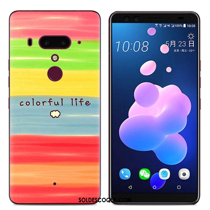 Coque Htc U12+ Fluide Doux Étui Multicolore Peinture Dessin Animé Pas Cher