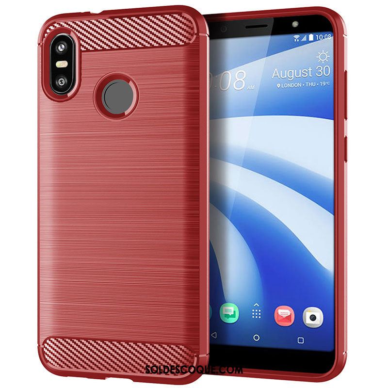 Coque Htc U12 Life Fibre Étui Incassable Gris Soie Pas Cher