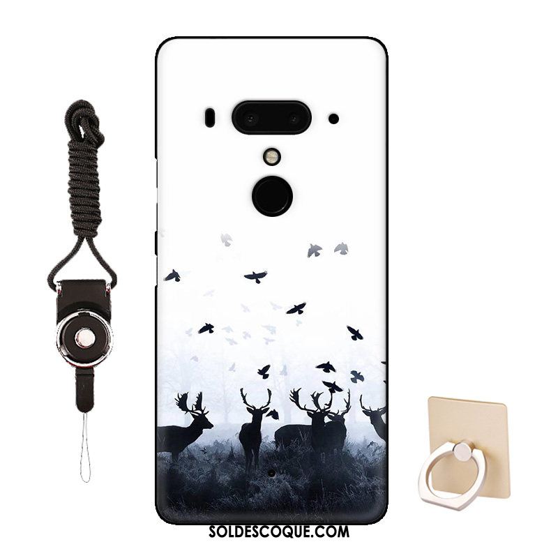 Coque Htc U12+ Étui Bordure Art Bleu Modèle En Vente