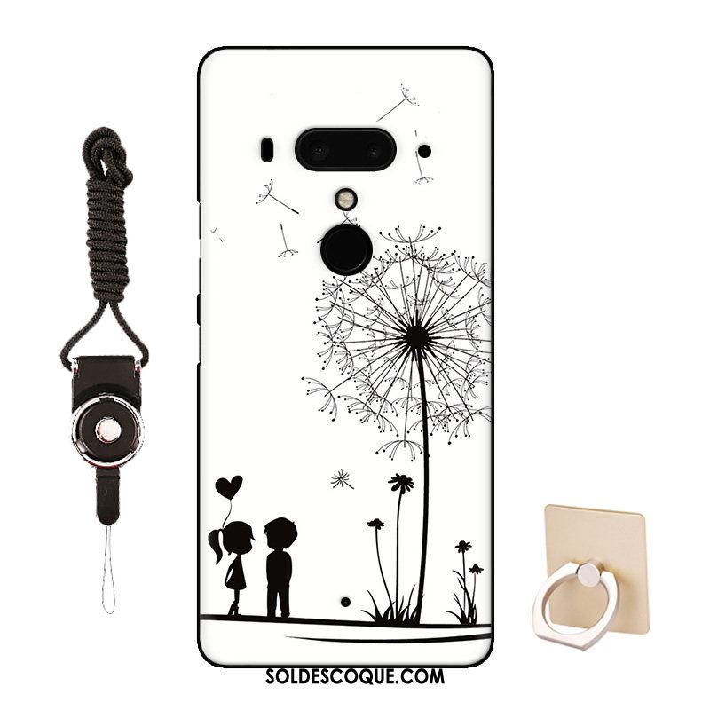 Coque Htc U12+ Étui Bordure Art Bleu Modèle En Vente