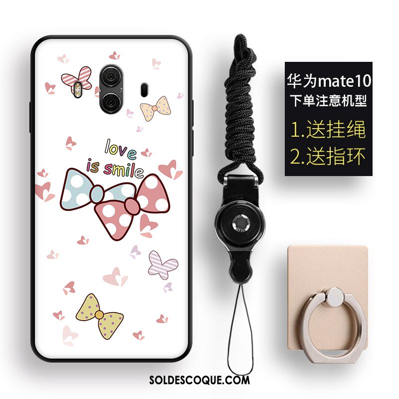 Coque Huawei Mate 10 Blanc Étui Ornements Suspendus Téléphone Portable Fluide Doux Pas Cher