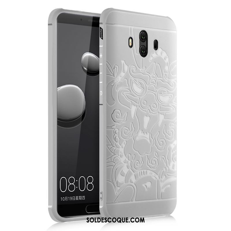 Coque Huawei Mate 10 Délavé En Daim Silicone Gris Dragon Tout Compris En Ligne