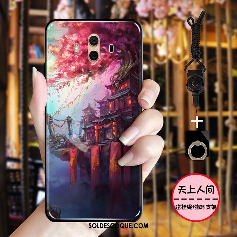 Coque Huawei Mate 10 Délavé En Daim Vert Style Chinois Protection Étui France