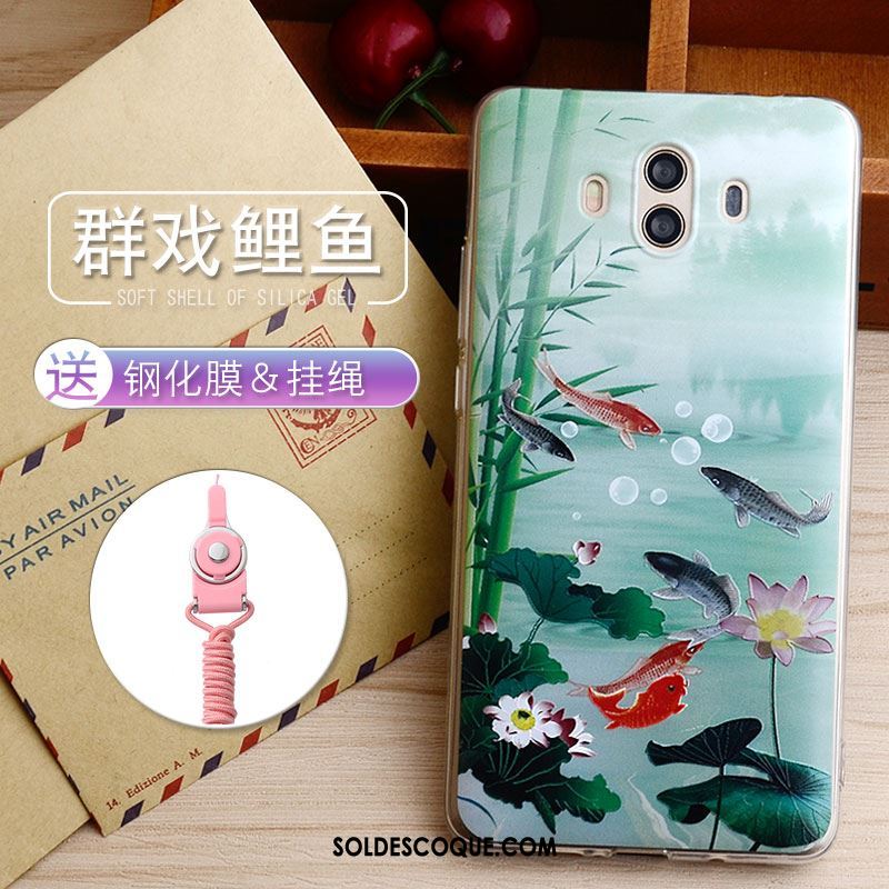 Coque Huawei Mate 10 Gaufrage Silicone Téléphone Portable Fluide Doux Incassable Soldes