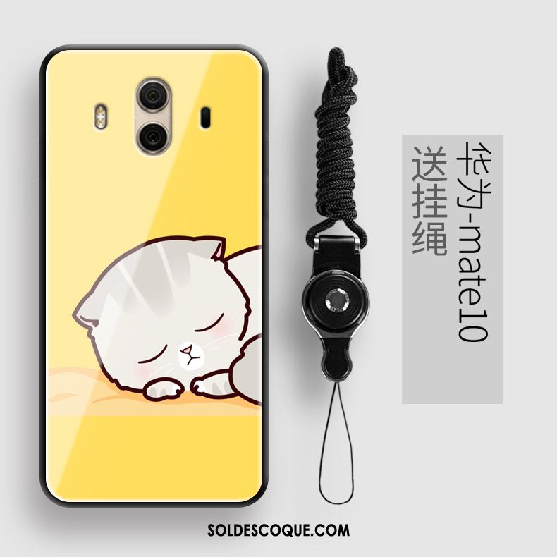 Coque Huawei Mate 10 Jaune Couvercle Arrière Verre Étui Téléphone Portable Soldes