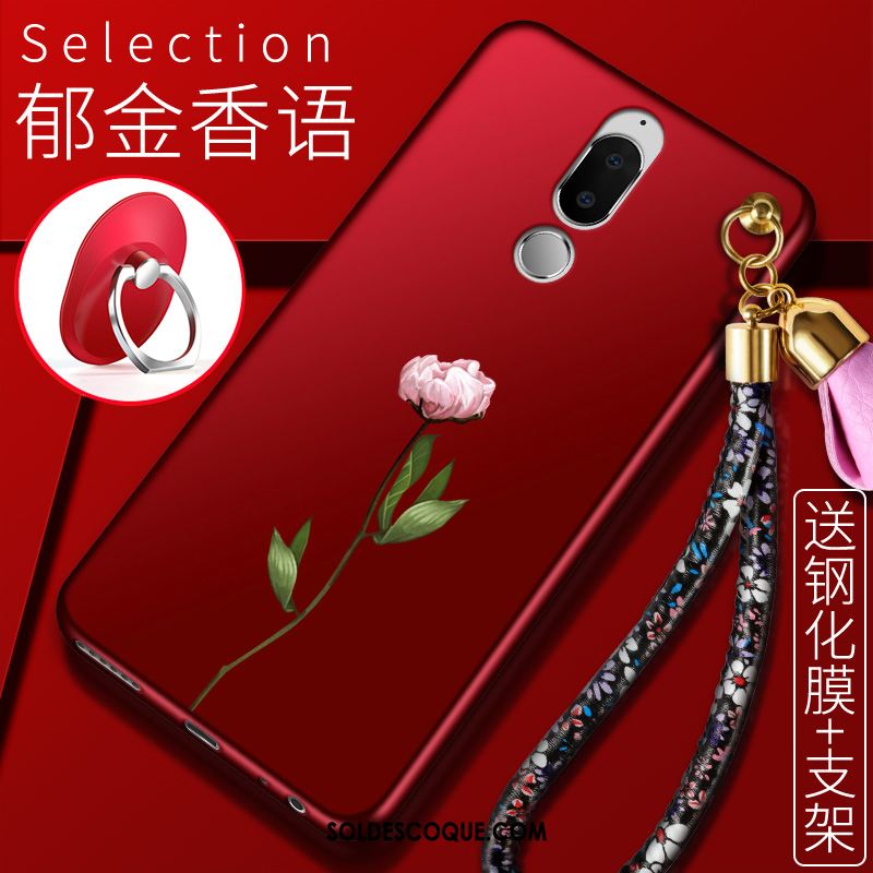 Coque Huawei Mate 10 Lite Membrane Téléphone Portable Anneau Incassable Rouge Housse En Vente