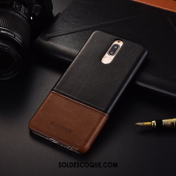 Coque Huawei Mate 10 Lite Très Mince Cuir Véritable Rouge Business Étui Soldes