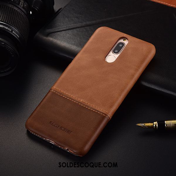 Coque Huawei Mate 10 Lite Très Mince Cuir Véritable Rouge Business Étui Soldes