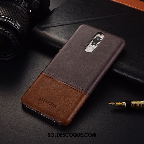 Coque Huawei Mate 10 Lite Très Mince Cuir Véritable Rouge Business Étui Soldes