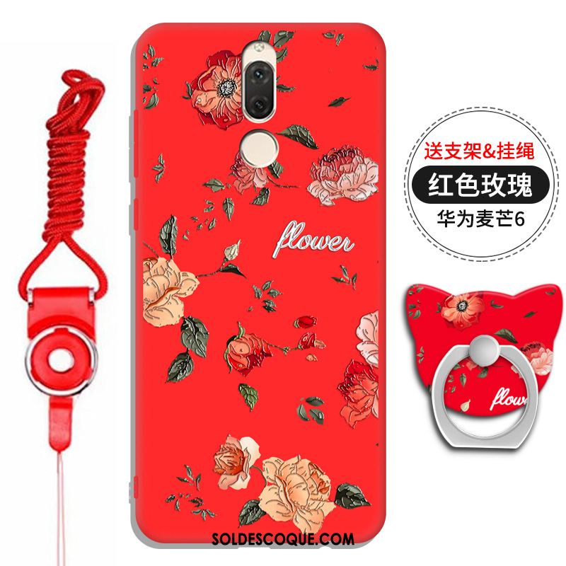 Coque Huawei Mate 10 Lite Téléphone Portable Rouge Fluide Doux Personnalité Étui Soldes