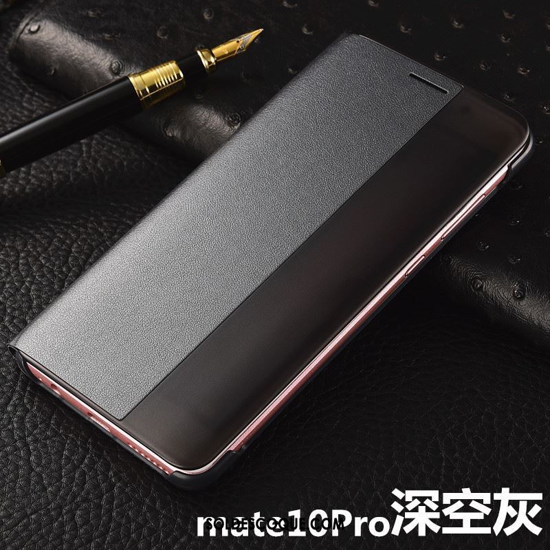 Coque Huawei Mate 10 Pro Clamshell Téléphone Portable Noir Étui En Cuir En Ligne