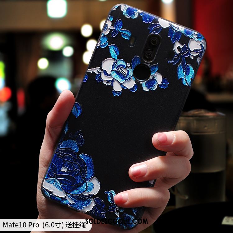 Coque Huawei Mate 10 Pro Gaufrage Incassable Étui Bleu Silicone En Vente