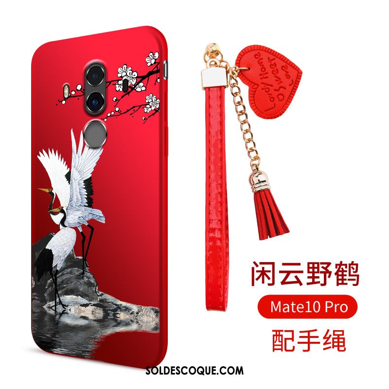 Coque Huawei Mate 10 Pro Incassable Fluide Doux Téléphone Portable Rouge Anneau Pas Cher