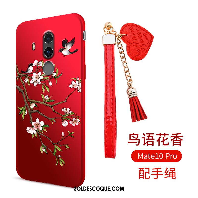 Coque Huawei Mate 10 Pro Incassable Fluide Doux Téléphone Portable Rouge Anneau Pas Cher