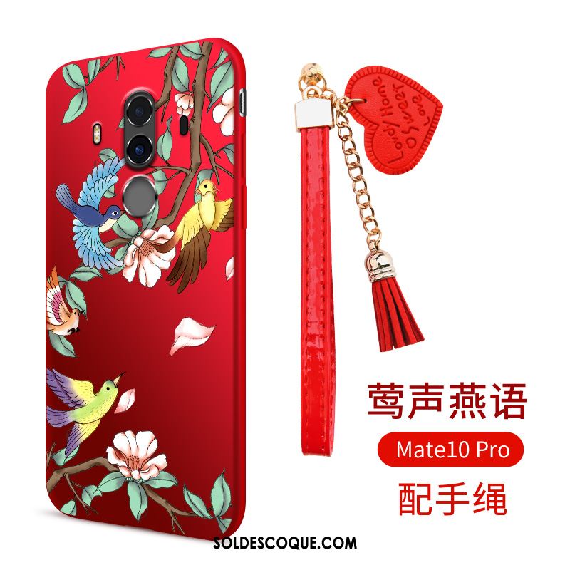 Coque Huawei Mate 10 Pro Incassable Fluide Doux Téléphone Portable Rouge Anneau Pas Cher