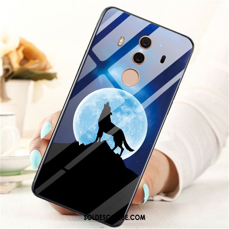 Coque Huawei Mate 10 Pro Personnalité Tout Compris Verre Trempé Noir Téléphone Portable Housse Pas Cher