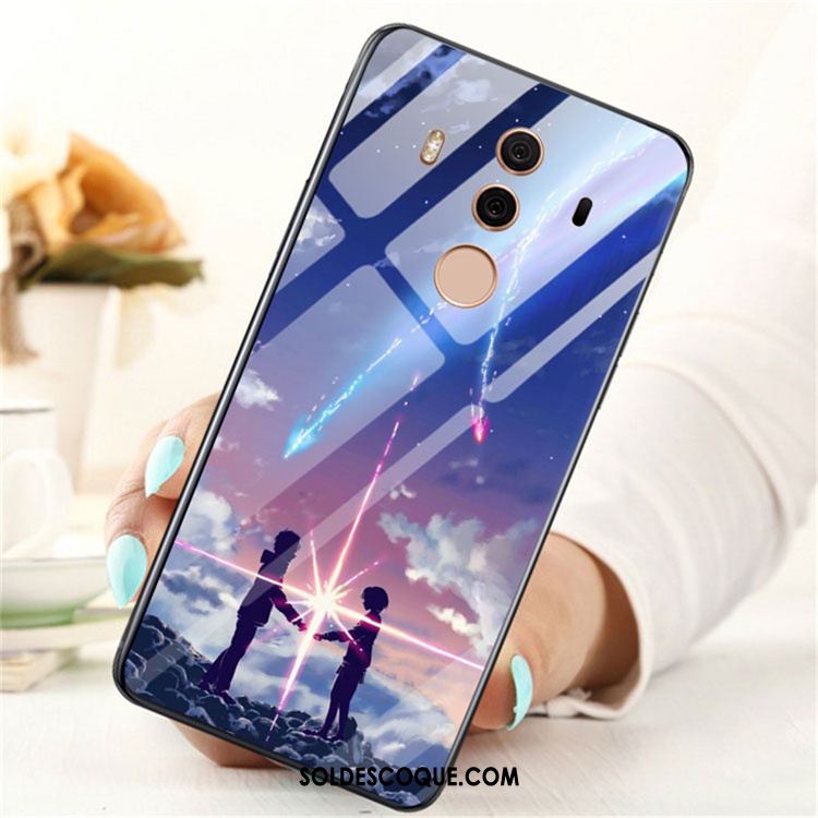 Coque Huawei Mate 10 Pro Personnalité Tout Compris Verre Trempé Noir Téléphone Portable Housse Pas Cher