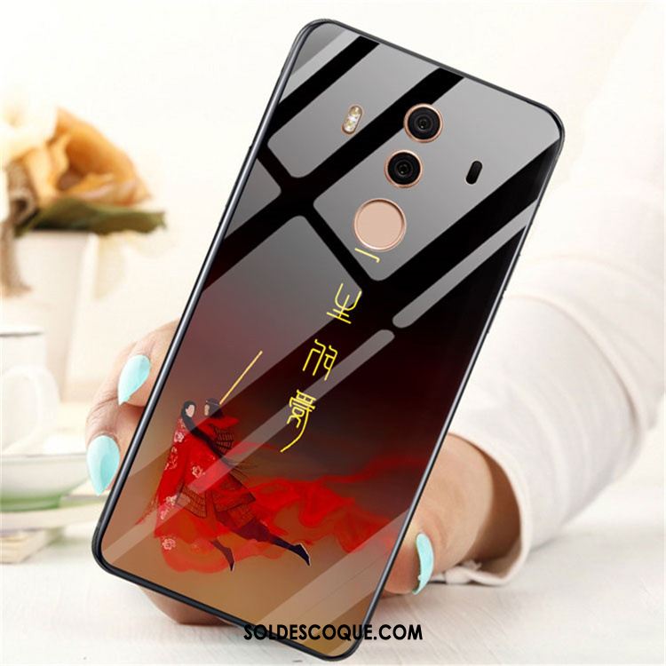 Coque Huawei Mate 10 Pro Personnalité Tout Compris Verre Trempé Noir Téléphone Portable Housse Pas Cher