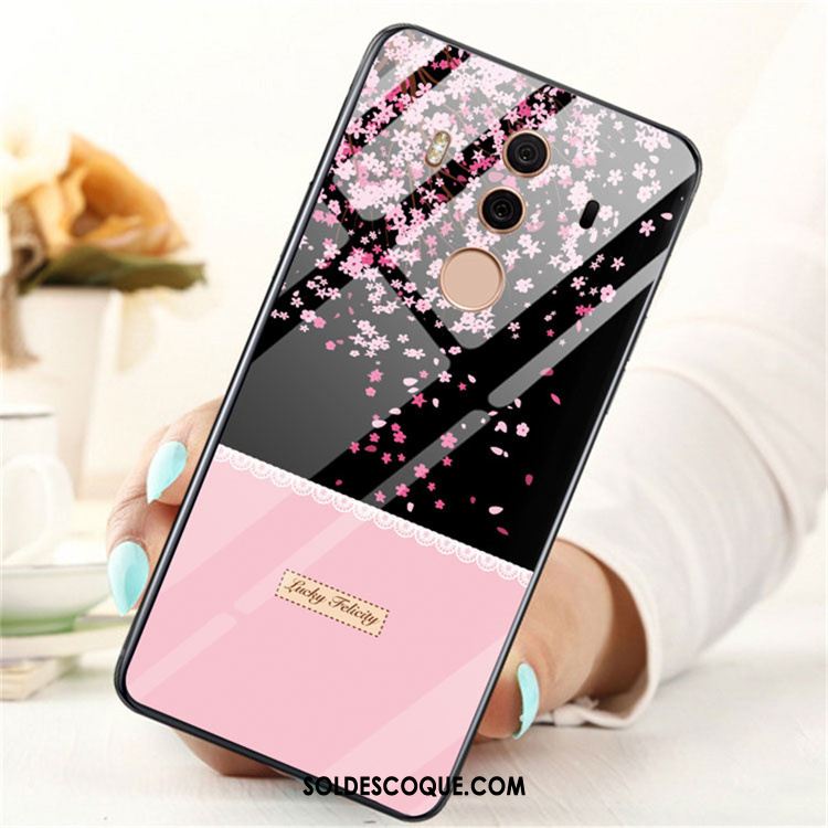 Coque Huawei Mate 10 Pro Personnalité Tout Compris Verre Trempé Noir Téléphone Portable Housse Pas Cher