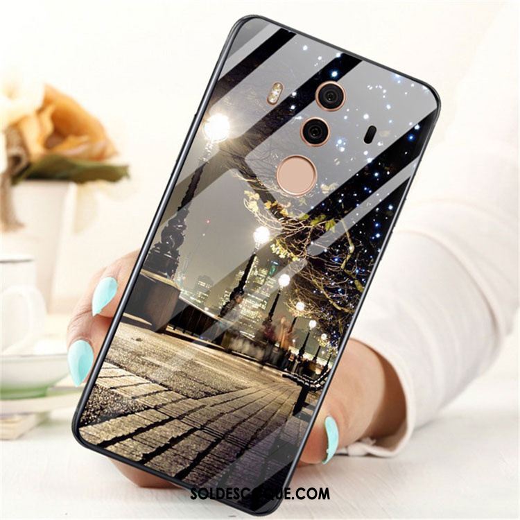 Coque Huawei Mate 10 Pro Personnalité Tout Compris Verre Trempé Noir Téléphone Portable Housse Pas Cher