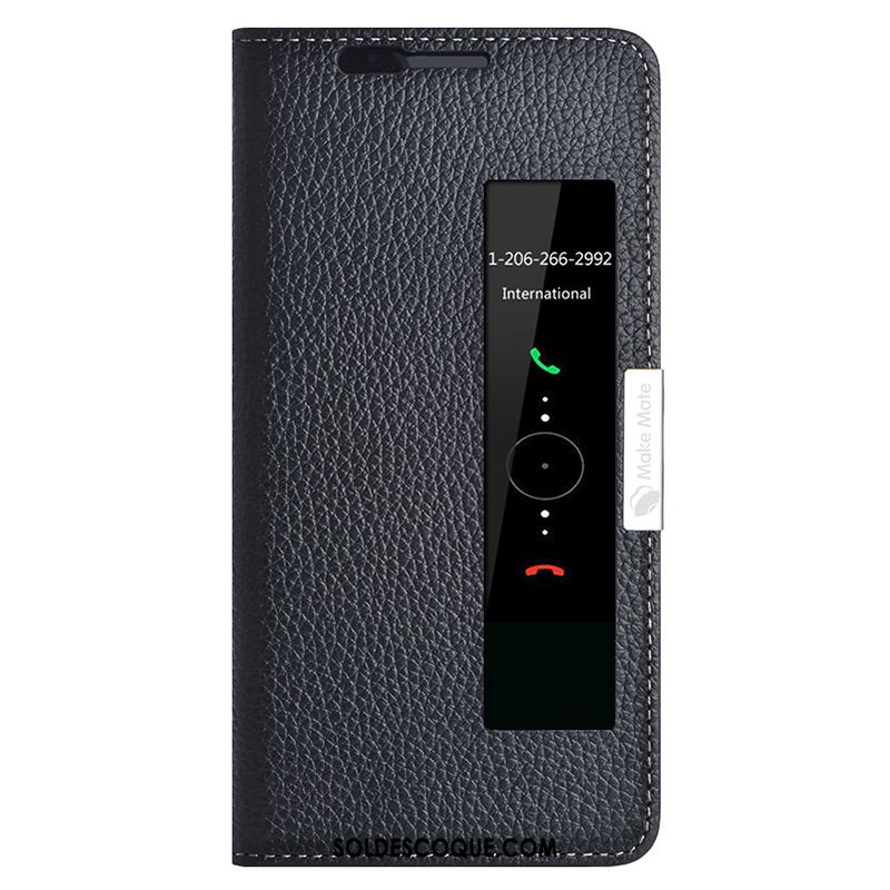 Coque Huawei Mate 10 Pro Protection Cuir Véritable Étui Téléphone Portable Rouge Pas Cher