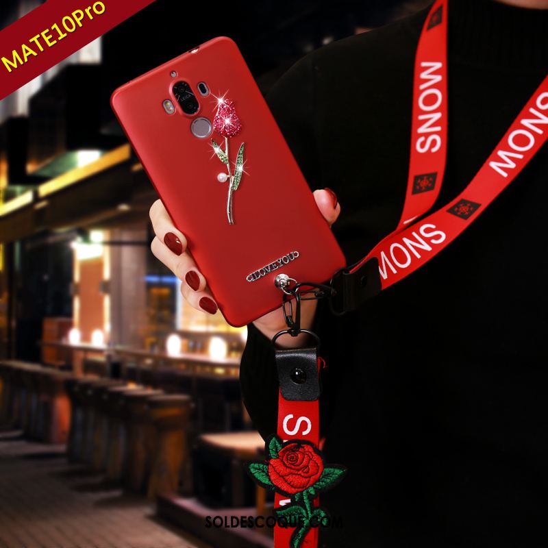 Coque Huawei Mate 10 Pro Protection Téléphone Portable Étui Rouge Rose Pas Cher