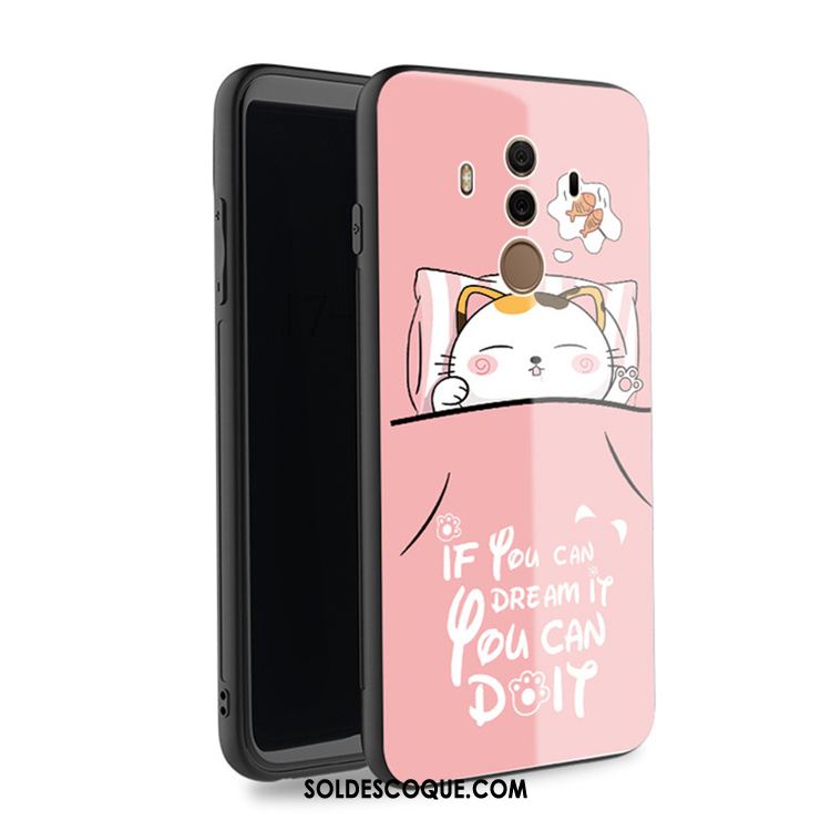 Coque Huawei Mate 10 Pro Rose Tout Compris Dessin Animé Couvercle Arrière Étui Pas Cher