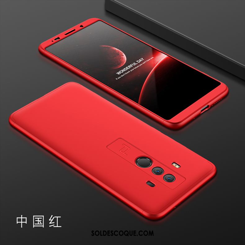 Coque Huawei Mate 10 Pro Rouge Téléphone Portable Noir Étui Délavé En Daim Housse Pas Cher