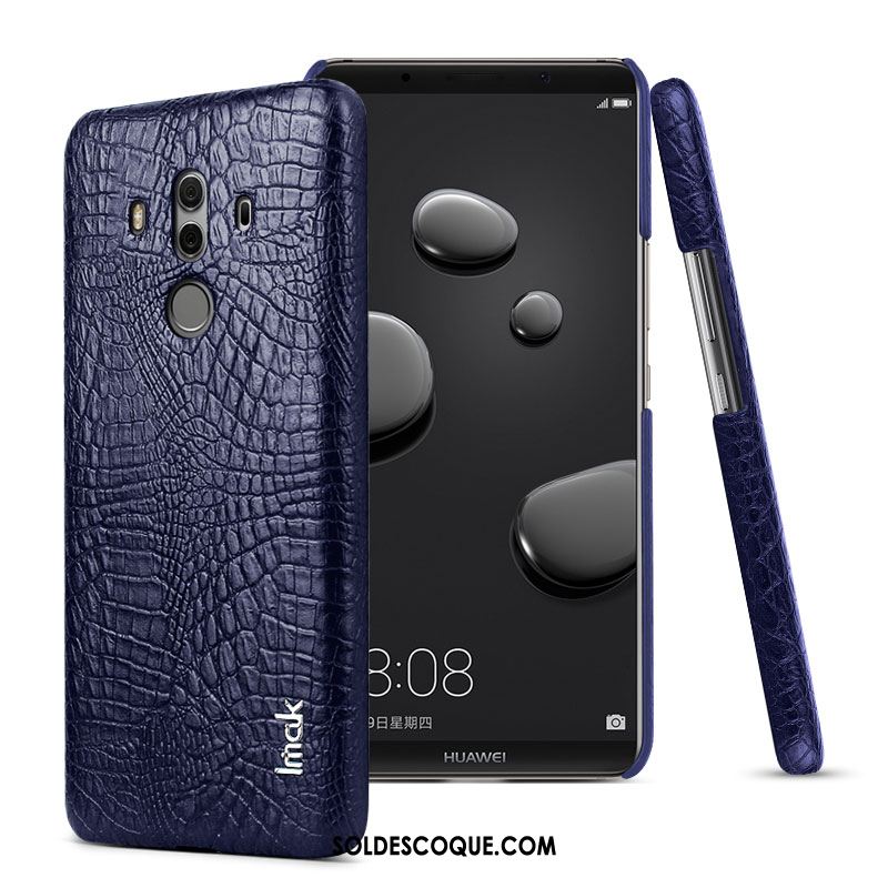 Coque Huawei Mate 10 Pro Téléphone Portable Similicuir Protection Noir Crocodile Modèle Soldes