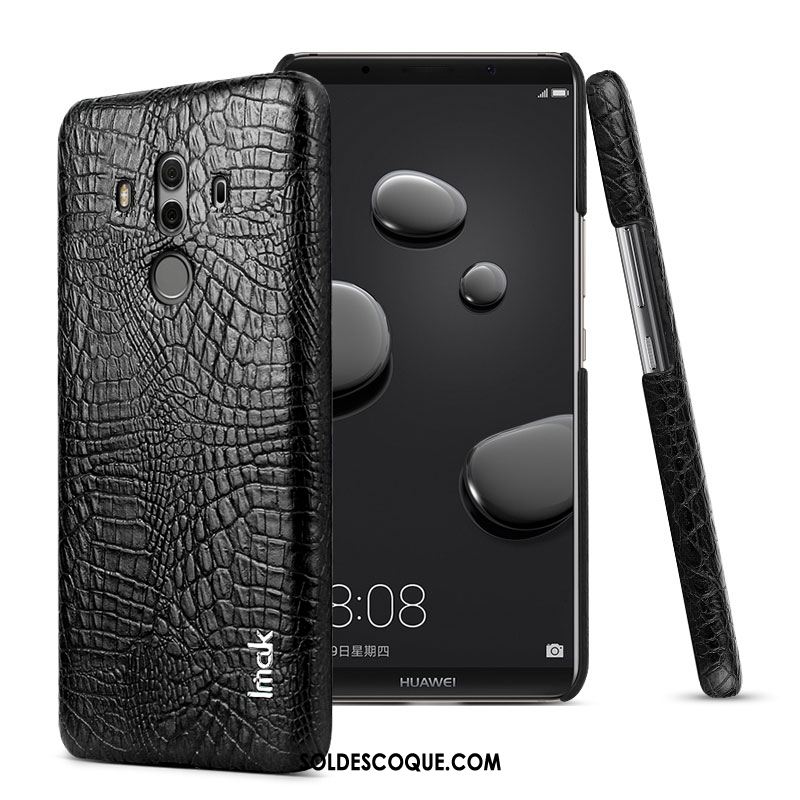 Coque Huawei Mate 10 Pro Téléphone Portable Similicuir Protection Noir Crocodile Modèle Soldes