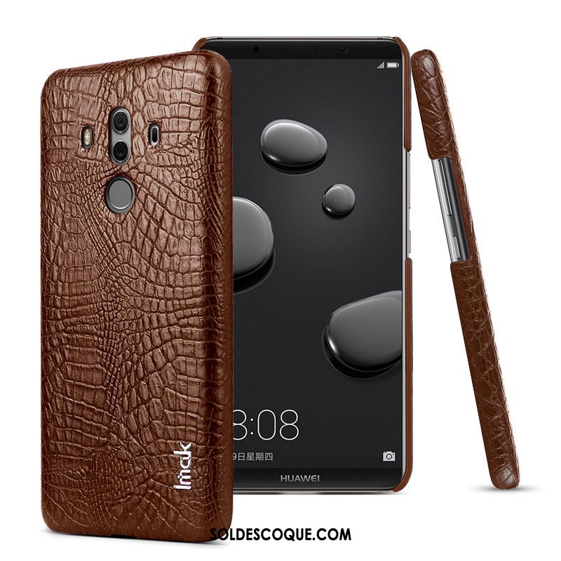 Coque Huawei Mate 10 Pro Téléphone Portable Similicuir Protection Noir Crocodile Modèle Soldes