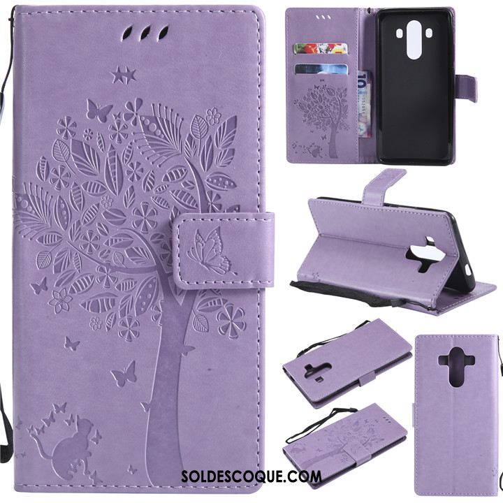 Coque Huawei Mate 10 Pro Étui En Cuir Violet Clair Téléphone Portable Incassable Soldes