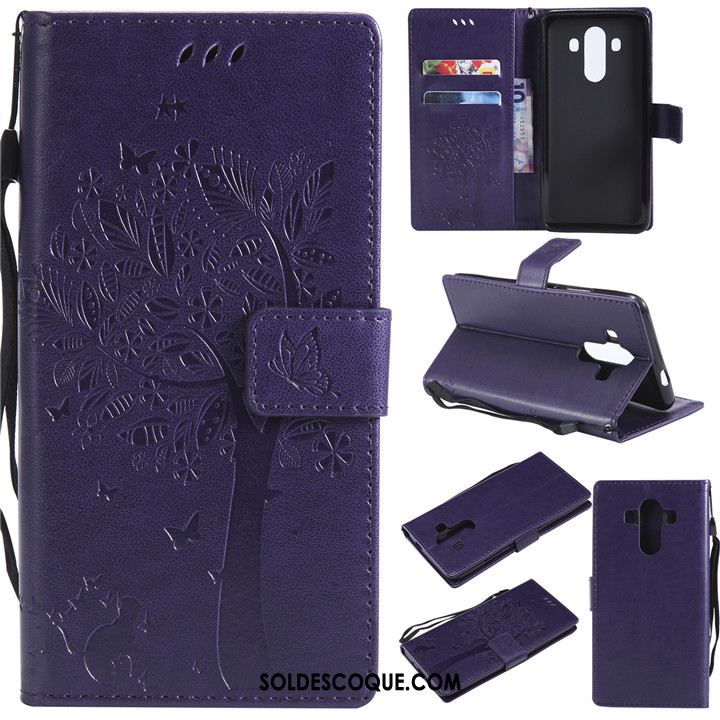 Coque Huawei Mate 10 Pro Étui En Cuir Violet Clair Téléphone Portable Incassable Soldes