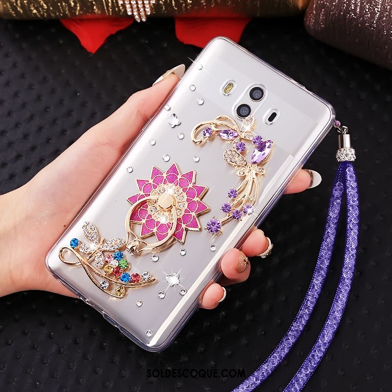 Coque Huawei Mate 10 Transparent Strass Ornements Suspendus Fluide Doux Téléphone Portable En Vente