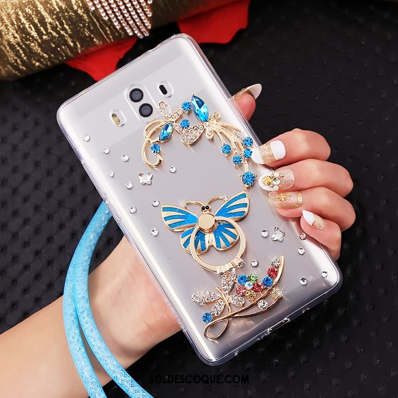 Coque Huawei Mate 10 Transparent Strass Ornements Suspendus Fluide Doux Téléphone Portable En Vente