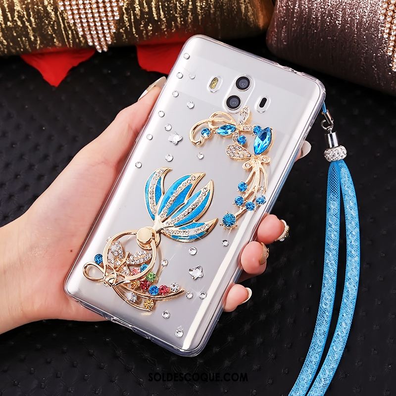 Coque Huawei Mate 10 Transparent Strass Ornements Suspendus Fluide Doux Téléphone Portable En Vente