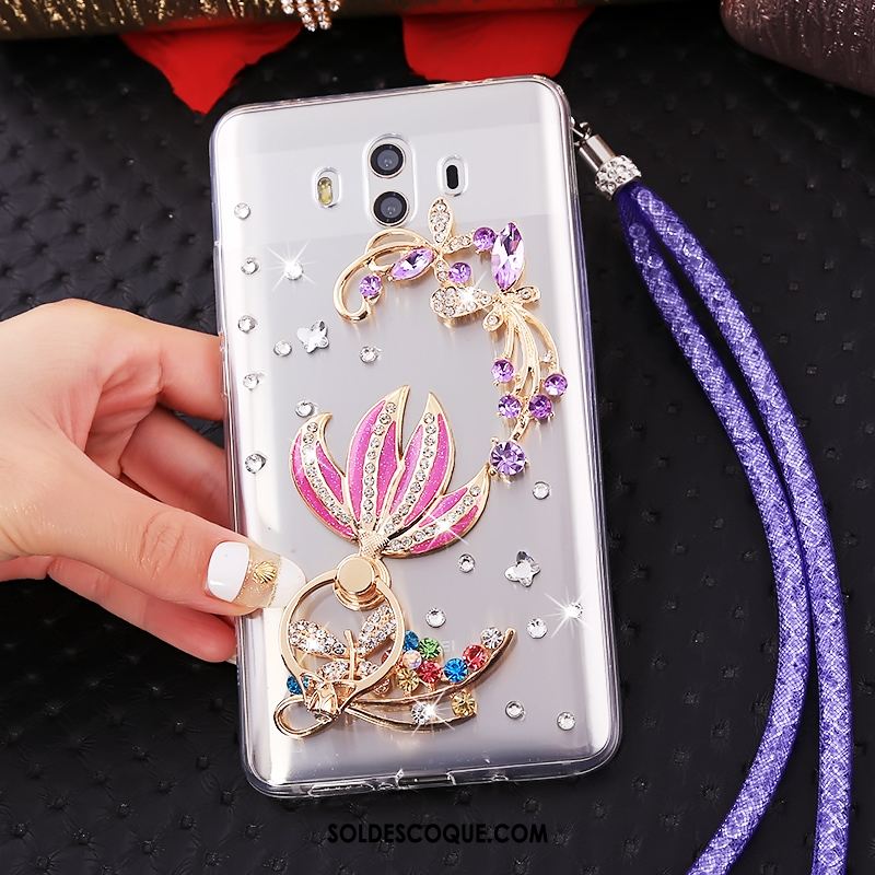 Coque Huawei Mate 10 Transparent Strass Ornements Suspendus Fluide Doux Téléphone Portable En Vente