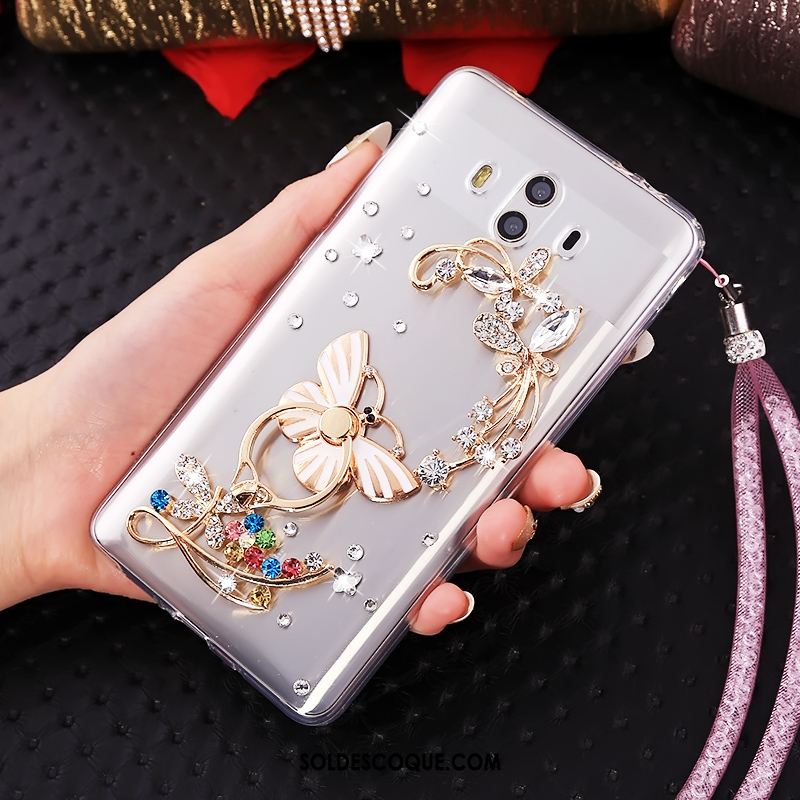 Coque Huawei Mate 10 Transparent Strass Ornements Suspendus Fluide Doux Téléphone Portable En Vente