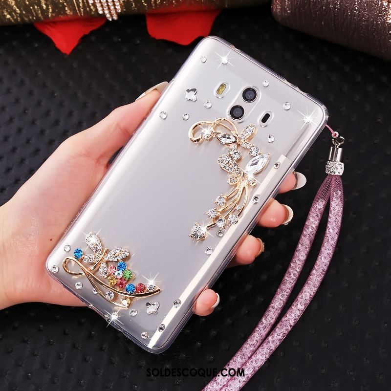 Coque Huawei Mate 10 Transparent Strass Ornements Suspendus Fluide Doux Téléphone Portable En Vente