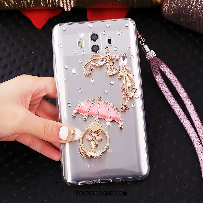 Coque Huawei Mate 10 Transparent Strass Ornements Suspendus Fluide Doux Téléphone Portable En Vente