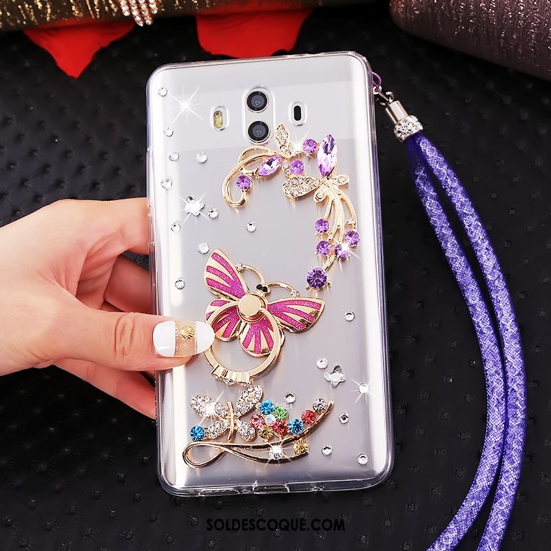 Coque Huawei Mate 10 Transparent Strass Ornements Suspendus Fluide Doux Téléphone Portable En Vente