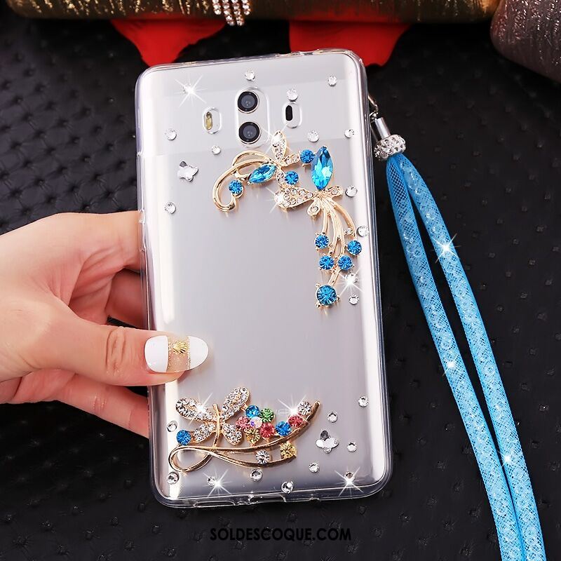 Coque Huawei Mate 10 Transparent Strass Ornements Suspendus Fluide Doux Téléphone Portable En Vente