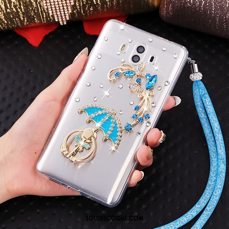 Coque Huawei Mate 10 Transparent Strass Ornements Suspendus Fluide Doux Téléphone Portable En Vente