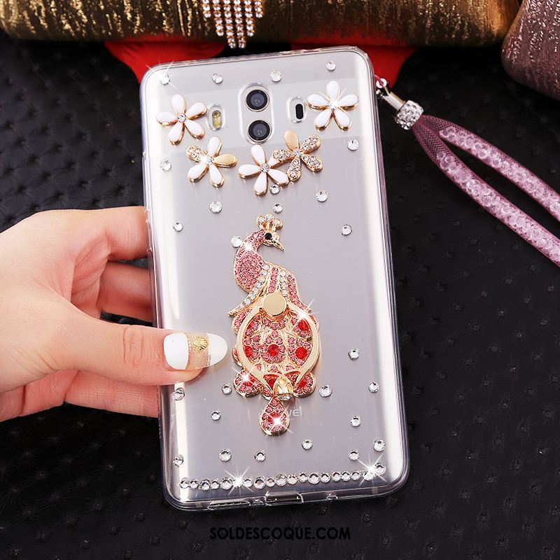 Coque Huawei Mate 10 Transparent Strass Ornements Suspendus Fluide Doux Téléphone Portable En Vente