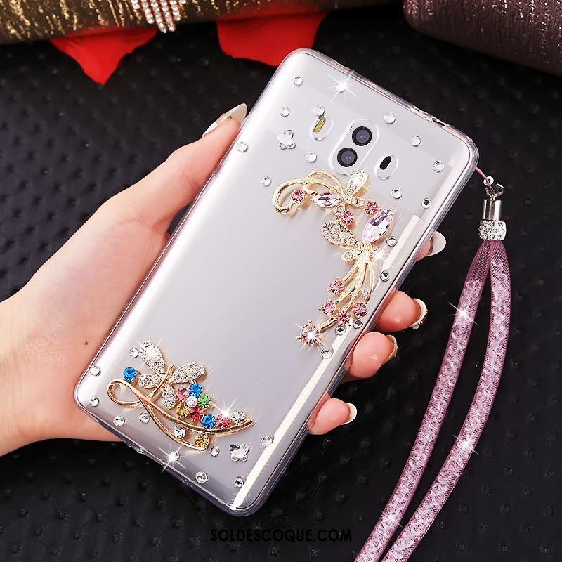 Coque Huawei Mate 10 Transparent Strass Ornements Suspendus Fluide Doux Téléphone Portable En Vente